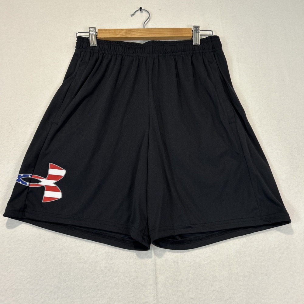 Under Armour Mens Freedom Tech Big Flag Logo USA Shorts Black Medium 1370810
